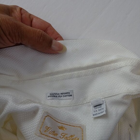 Victor Talbots Men White Double Ply Cotton Textured Shirt Size 41 16 French Cuff - Picture 8 of 12